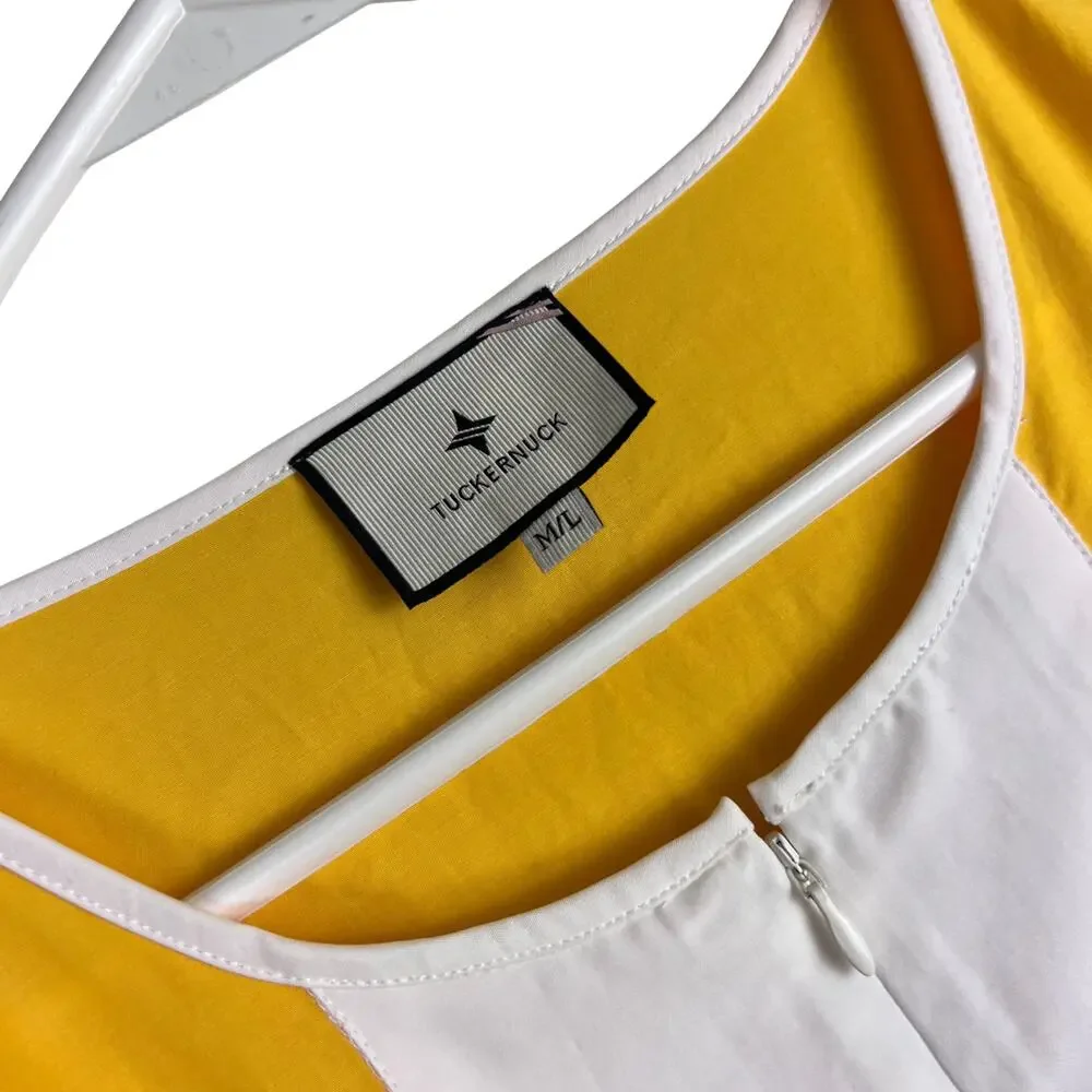 Tuckernuck Summers in St. Tropez Celeste Caftan Yellow White ML Resort Old Money - Picture 5 of 7